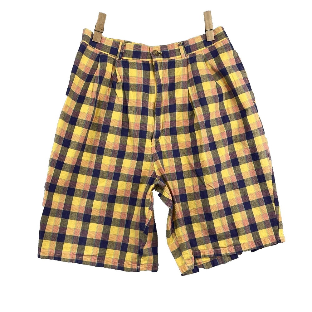 VTG Palmettos A State of Mind Bermuda Shorts Women's 12 Plaid Preppy Coastal Y2K